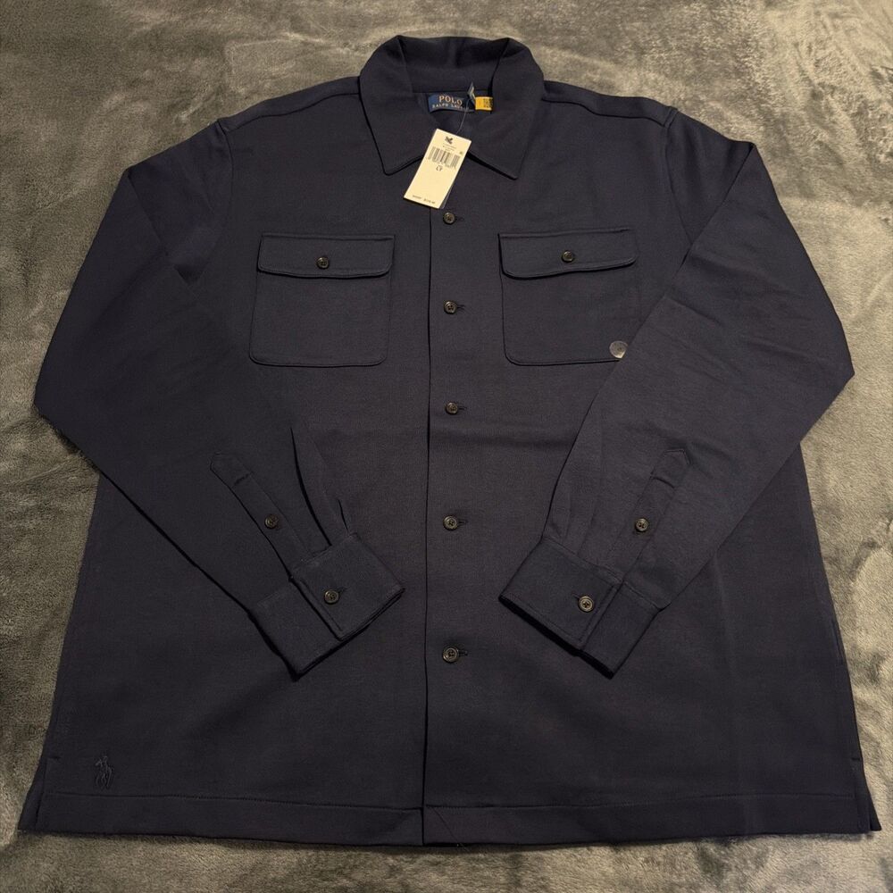 LARGE TALL Polo Ralph Lauren Mens Long Sleeve Double Knit Tech Camp Shirt Men’s
